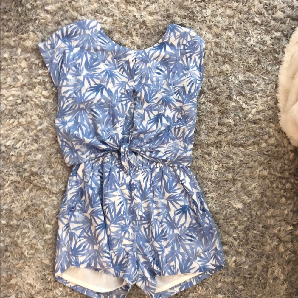Blue Palm Tree Romper Size Small
